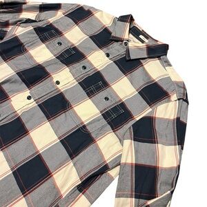 Wallace & Barnes Mens Blue/White/Red Plaid Slim Fit Flannel Button Down Shirt XL